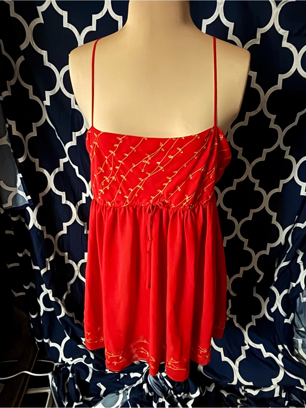 Victoria's Secret Red Embroidered Spaghetti-Strap Cami